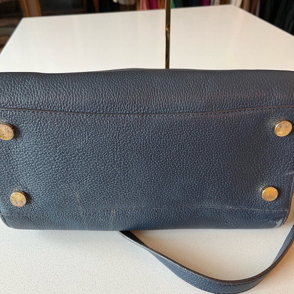 Navy Michael Kors Leather Satchel - Picture 9 of 12